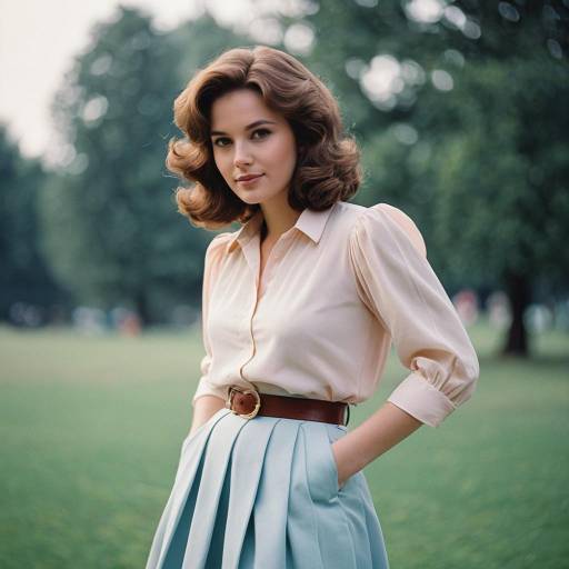 Elegant Woman in 1980s Style Outdoors