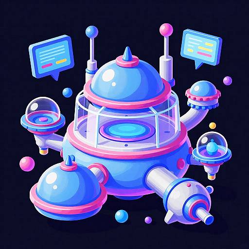 Energetic Cartoon Space Station Hub