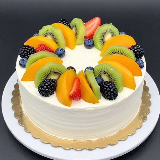 Fruit-Topped Floral Cake Design