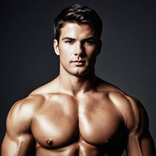 Muscular Shirtless Young Man Portrait