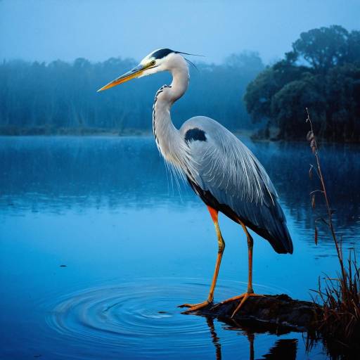 Elegant Silver Heron at Twilight Elegant Silver Heron at Twilight