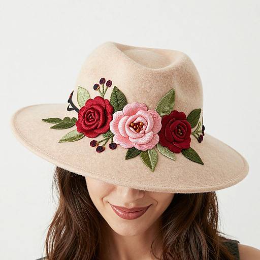 Elegant Floral Appliqué Wool Hat