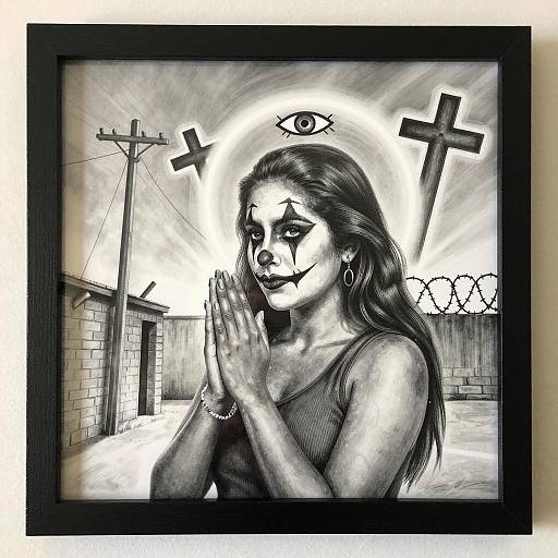 Chicano Art: Praying Young Woman Illustration