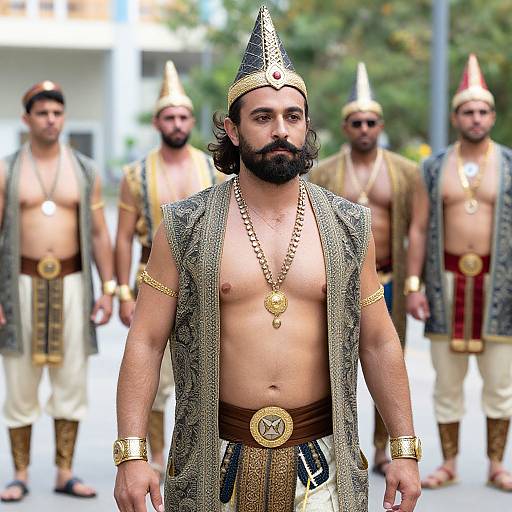 Bearded Male Genie Costume Outdoors