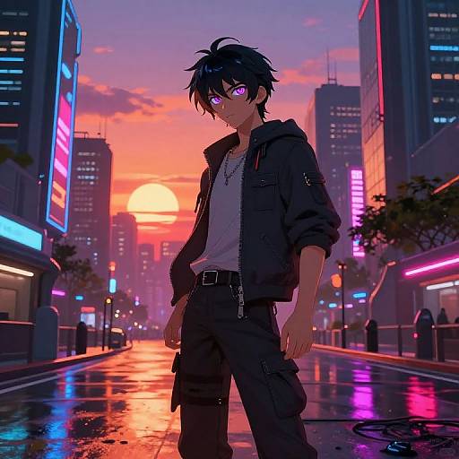 Cyberpunk Anime Cityscape Portrait