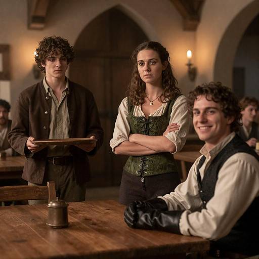 Medieval Tavern Scene with Characters