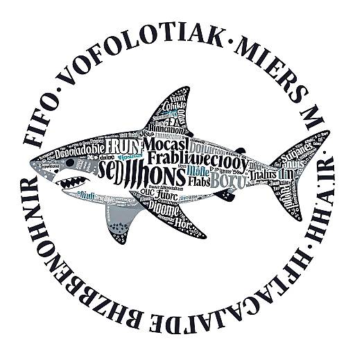 Stylized Shark Text Art Silhouette