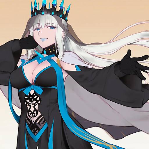 Illustration of Morgan le fay (queen of winter) (fate), fate/grand order in the style of Kiriyama taichi