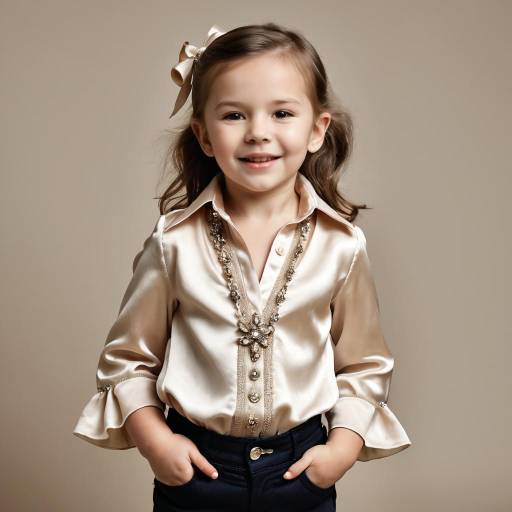 Smiling girl in satin blouse