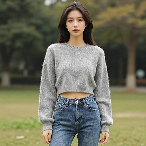 Confident Young Woman in Cozy Fashion