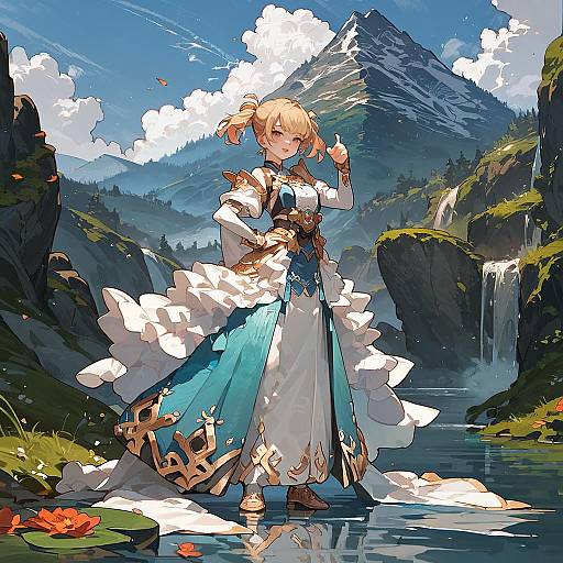 Intricate Anime Girl in Scenic Landscape