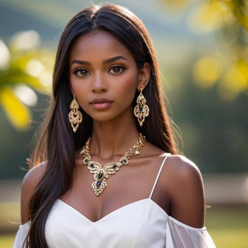 Elegant Jewelry Showcase with Dark Skinned Model