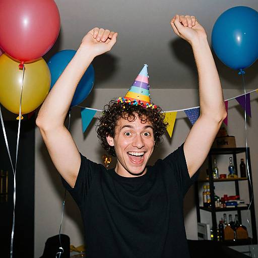 Joyful Man Celebrating with Balloons