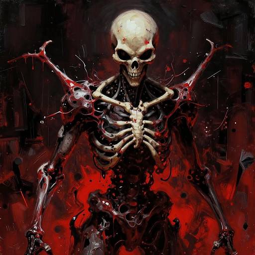 Dark Cosmic Alien Skeleton Horror