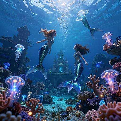 Fantasy Underwater Kingdom with Mermaids
