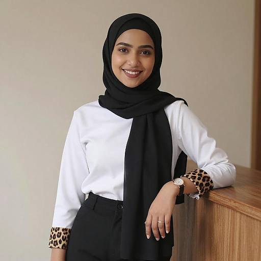 Smiling Woman in Black Hijab