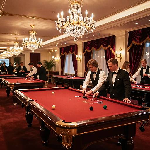 Opulent Casino Interior with Velvet Pool Table