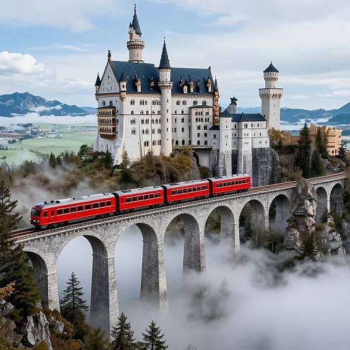 Surreal Castle and Floating Train
