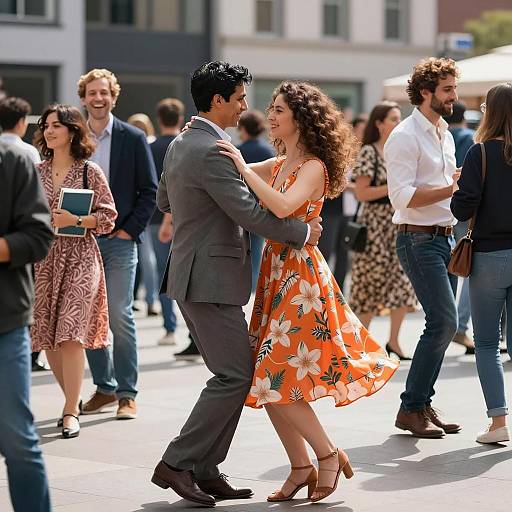 Couple Dancing on Urban Street