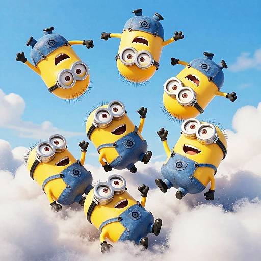 Minions Tumbling Through Cartoon Sky