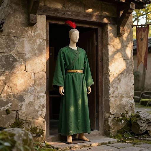 Medieval Mannequin in Mystical Courtyard