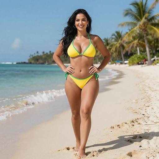 Smiling Woman on Tropical Beach