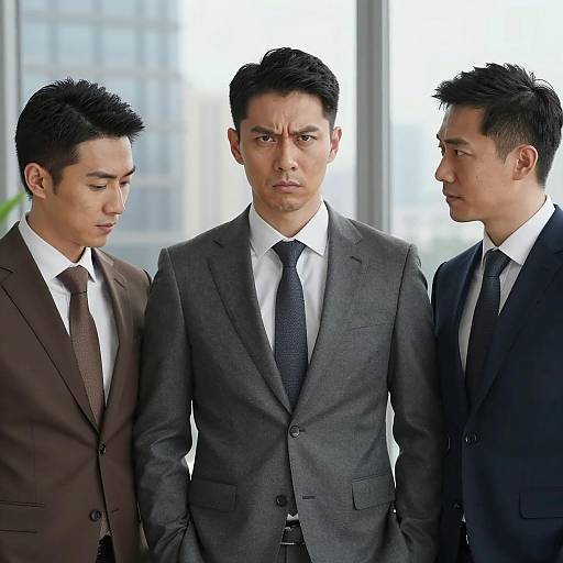 Three Suited Men in Urban Setting