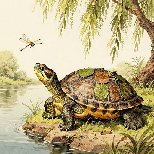 Vigilant Painted Turtle in Patchwork Cloak