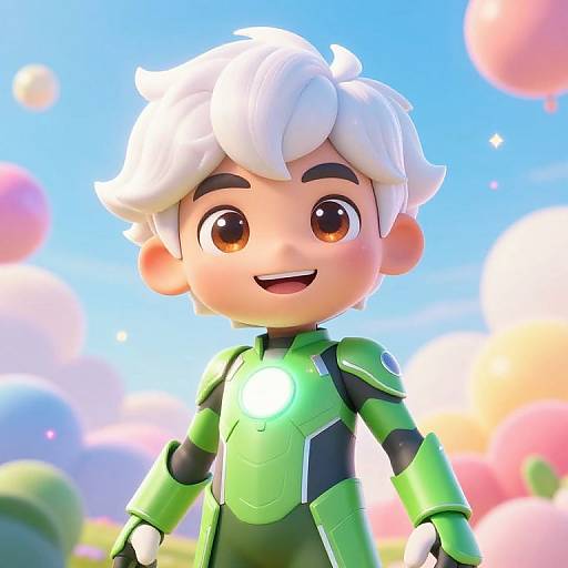 Vibrant Futuristic Cartoon Hero