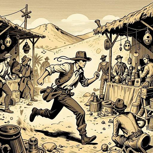 Retro Comic Desert Market Chase