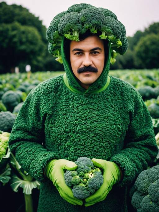 Photorealistic Portrait of Broccoli Cosplay