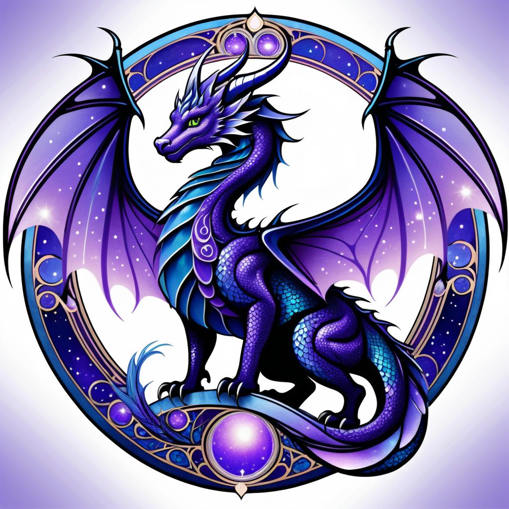 Celestial Art Nouveau Dragon Design