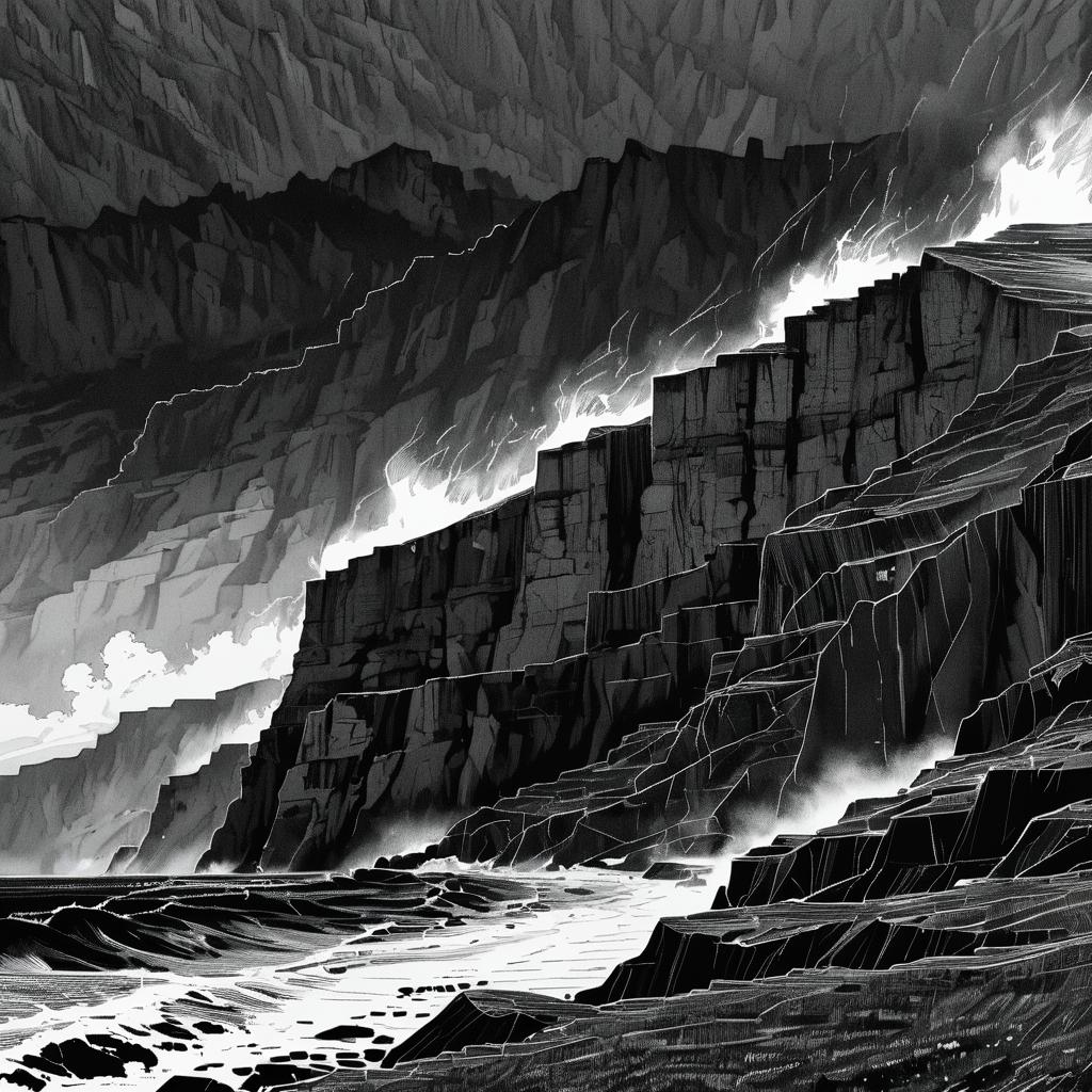 Dramatic Stormy Cliffs with Unique Shading