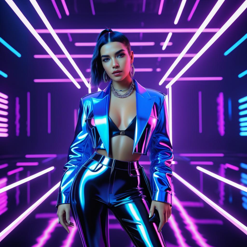 Dua Lipa as a Stunning Cyberpunk Diva