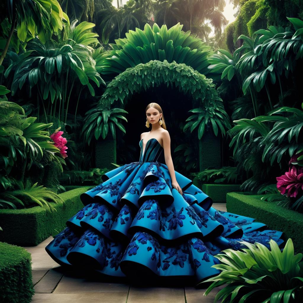 Dramatic Couture in Botanical Elegance