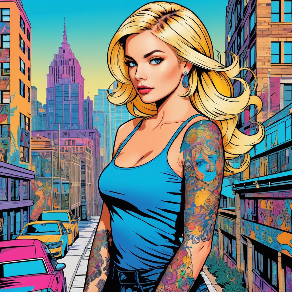 Vibrant City Tattoo Sleeve Illustration