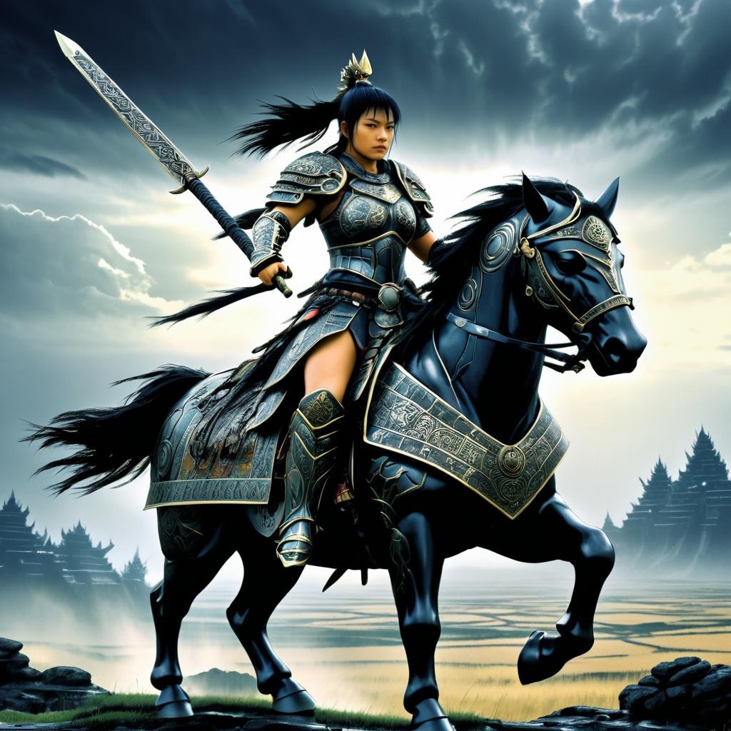 Fierce Warrior Woman in Battle-Ready Armor