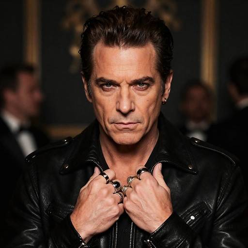 Intense Middle-Aged Man in Leather