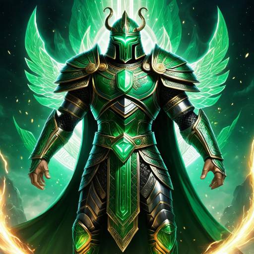Fantasy Warrior in Glowing Green Armor