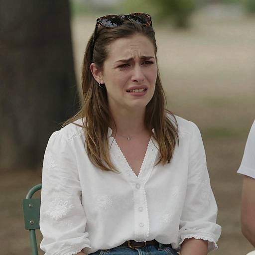 Woman with Pained Expression in Nature