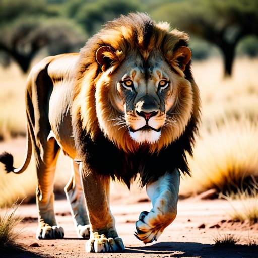 Majestic Lion in Vibrant Savannah Scene Majestic Lion in Vibrant Savannah Scene