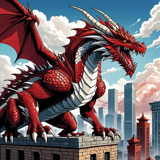 Fierce Dragon Roaring Over Urban Landscape