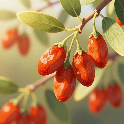 Vibrant Goji Berries Botanical Illustration