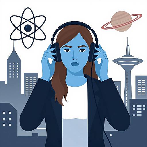 Blue-Toned Woman with Futuristic Elements