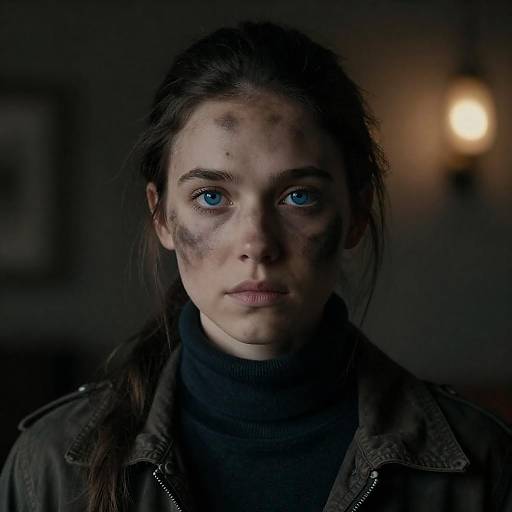 Blue-Eyed Woman with Smudged Face
