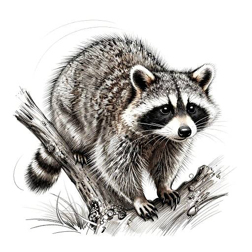 Dynamic Expressive Raccoon Line Art