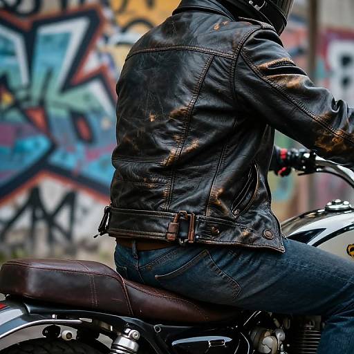 Biker in Vintage Leather Jacket