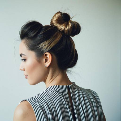 Woman with Twisted Bun Hairstyle and Modern Gown Woman with Twisted Bun Hairstyle and Modern Gown