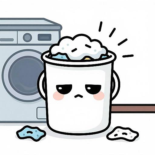 Sleepy Laundry Hamper Cartoon Graphic