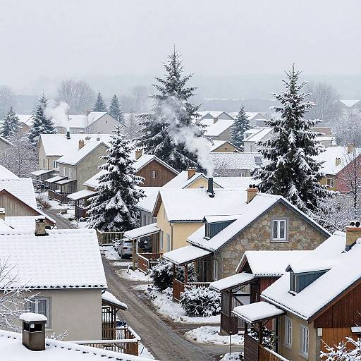 Cozy Wintery European Suburb Scene